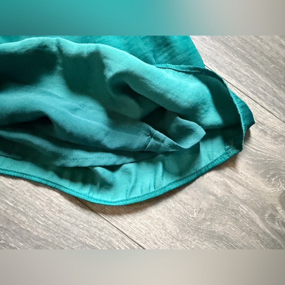 Urban Outfitters Morning Light Strappy Pleated Midi Dress Teal Green Satin Sz M - Picture 11 of 15